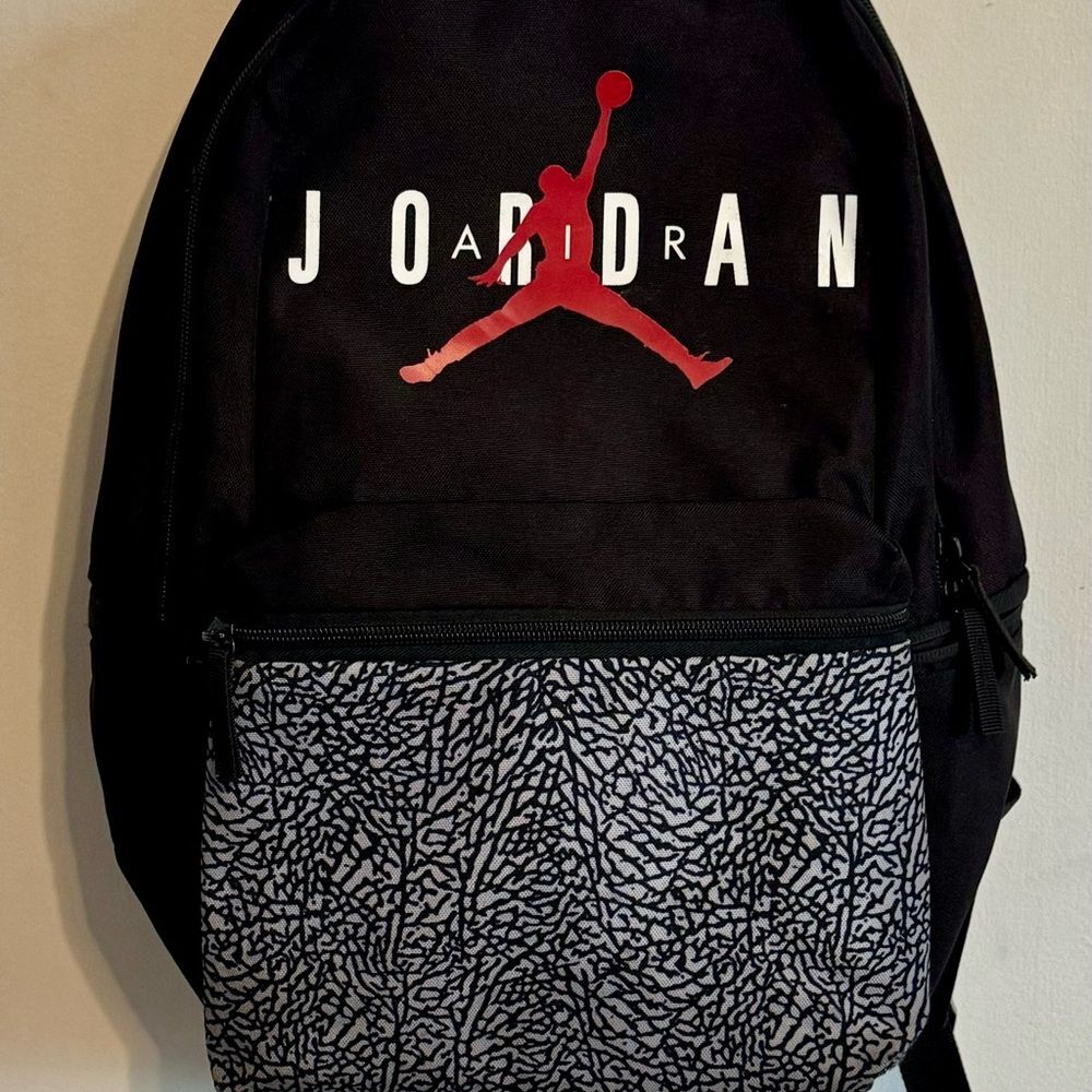 Jordan Red Logo Black and Gray Backpack